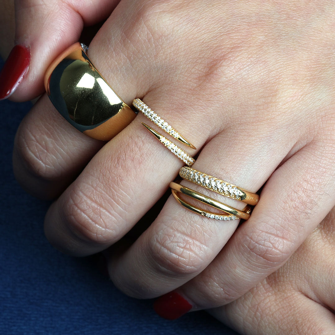 Claw Horn Pave Wrap Ring