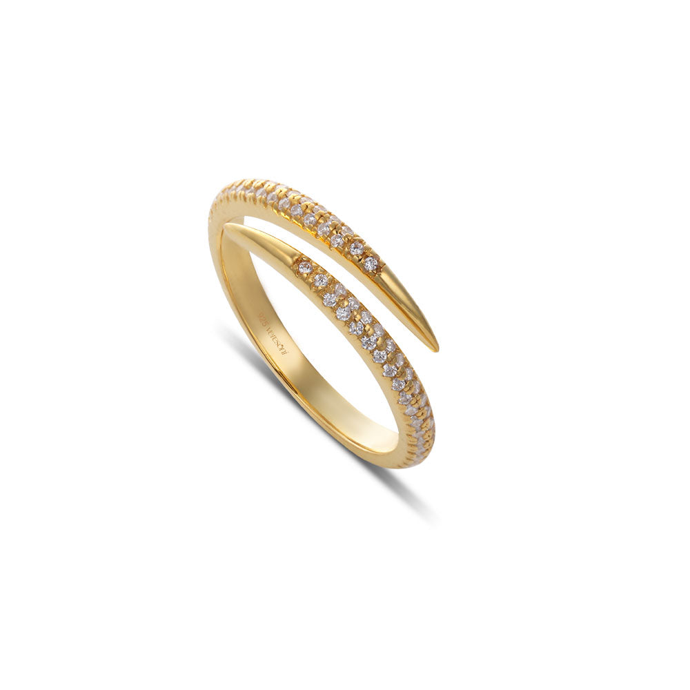 Claw Horn Pave Wrap Ring