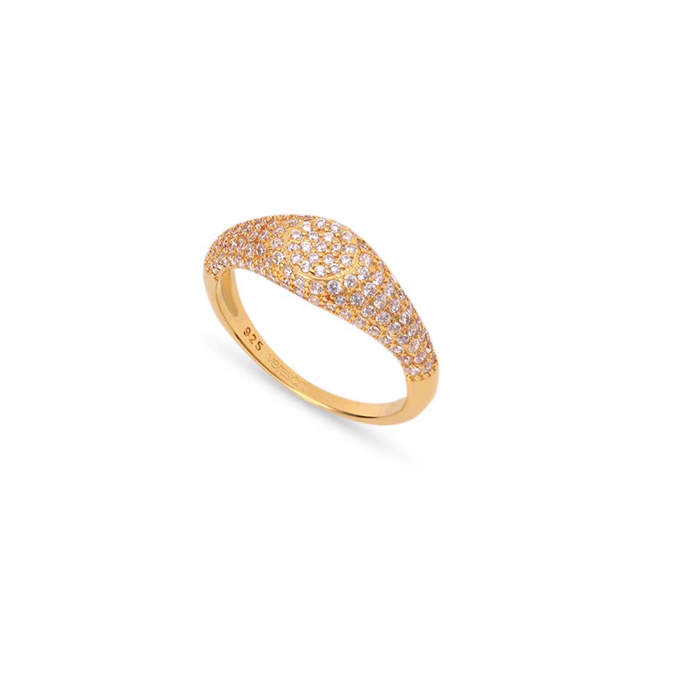 Dazzling 18K Pavé Cubic Zirconia Ring