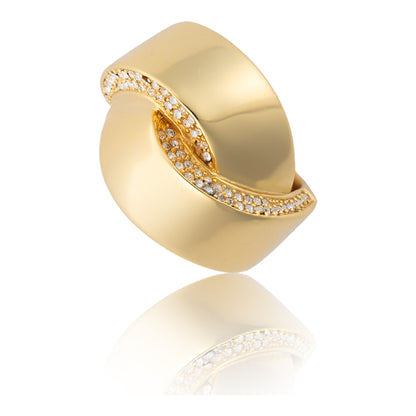 Celestia 18k Gold Vermeil Sterling Silver Elegant Cubic Zirconia Crystal Ring