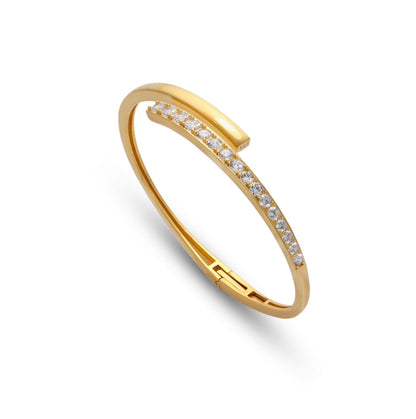 Elegant 18k Gold Vermeil Pave Bangle