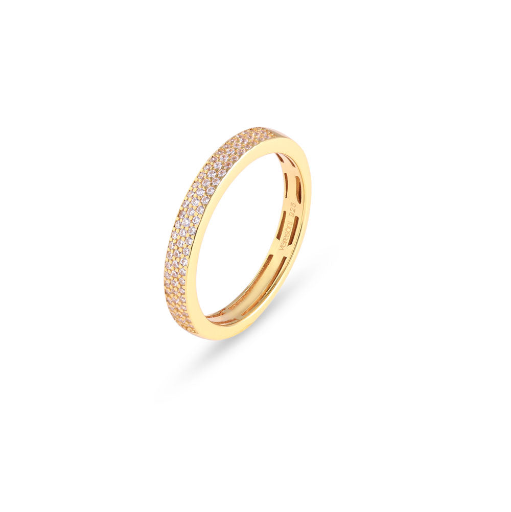 Half Pave Wide Band Eternity Ring