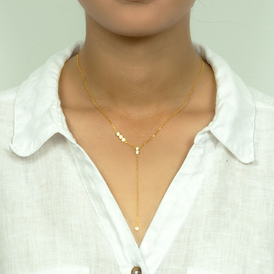 Minimalist Bezel Lariat Necklace