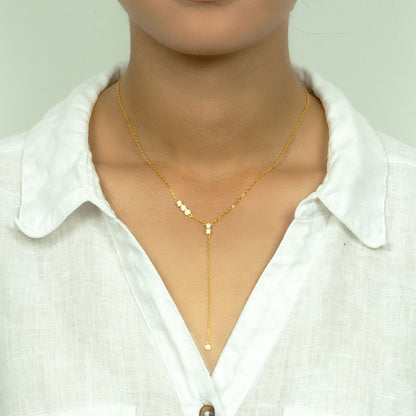 Minimalist Bezel Lariat Necklace