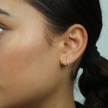 try on Pave Spiral Threader earrings by VERESONI Jewellery