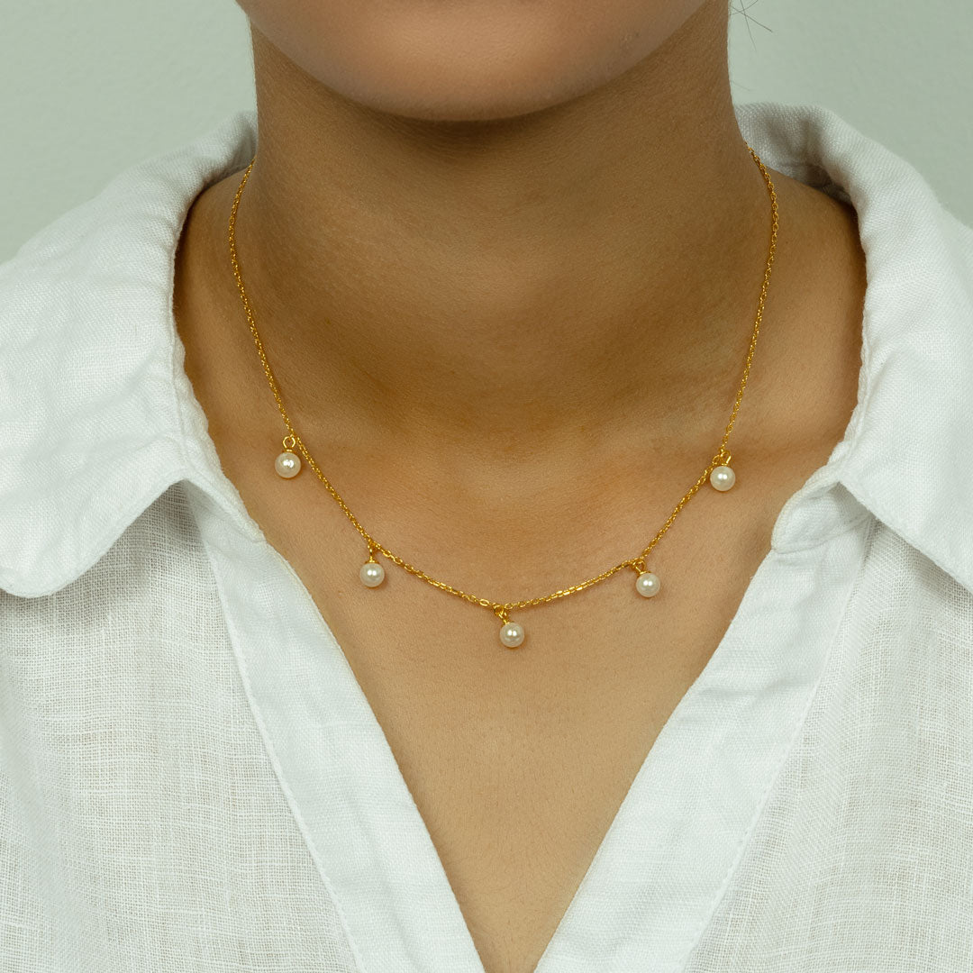 White Freshwater Pearl Choker on 18K Gold Vermeil 